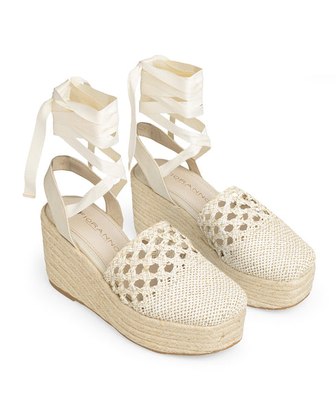 Plataforma Beige Lace Up Suela Yute 7258